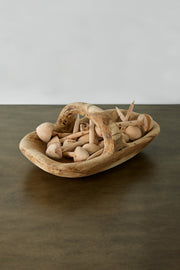 Hand-Carved Wood Mushroom Garden Stake