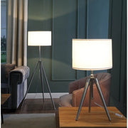 Close-up of lampshade construction and diffusion detail — Adjustable Tripod Chrome Floor Lamp