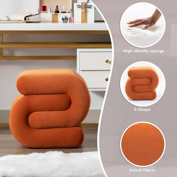 Velvet S-Curve Upholstered Ottoman – ottoman (view 4) | Roost & Roam