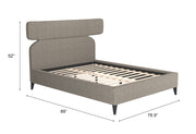 Olive Brown Upholstered Queen Bed Frame