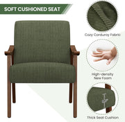 Corduroy Mid-Century Wood Accent Chair