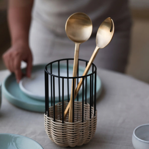 Brushed Brass Salad Server Set