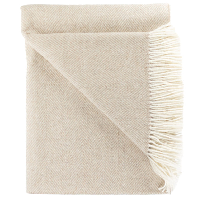 Merino Wool Herringbone Fringe Throw