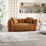 Channel-Tufted Boucle Loveseat Sofa — back and side profile detail
