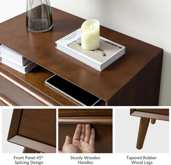 Walnut-Finish Charging Nightstand Two-Drawer