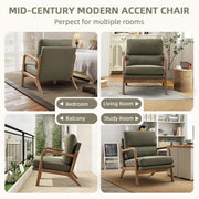 Mid-Century Linen Upholstered Accent Chair