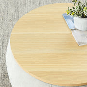 Close-up of material and construction detail — Upholstered Round Storage Ottoman Table