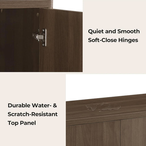 Arched Reeded-Door Walnut-Finish Sideboard