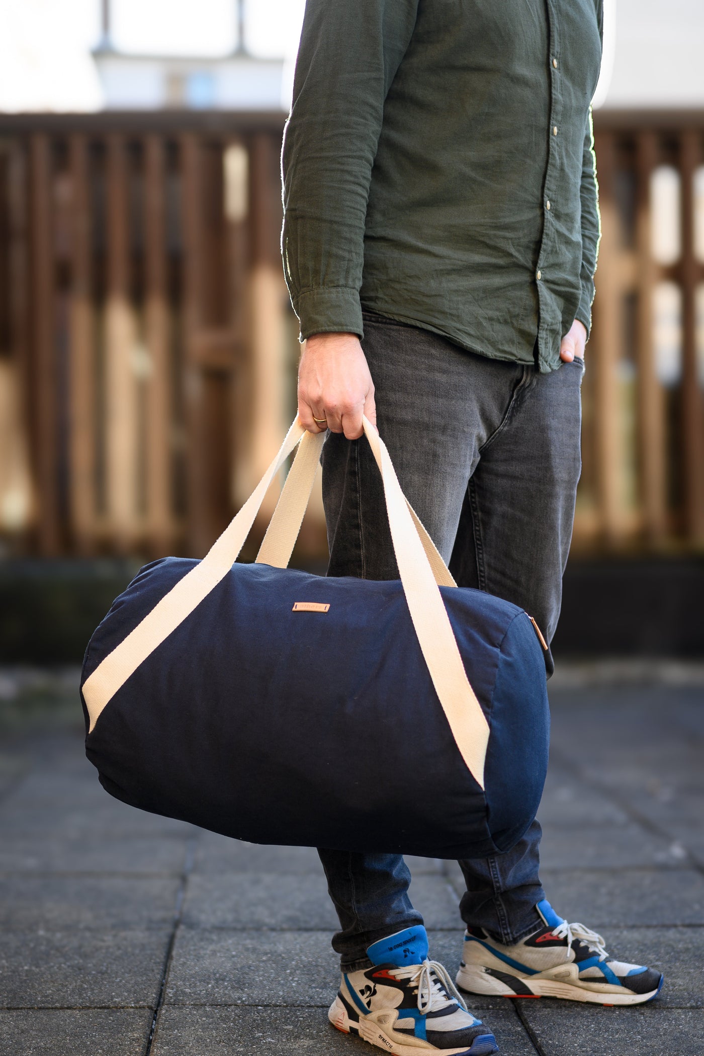 Navy Cotton Canvas Duffle Bag