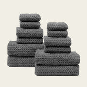Waffle-Weave Cotton Bath Towel Set