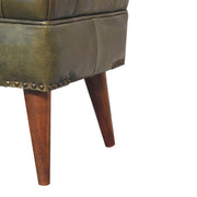 Tufted Leather Upholstered Mango Wood Bench