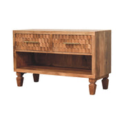 Carved Mango Wood Shoe Storage Unit