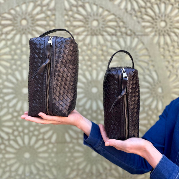 Hand-Woven Leather Toiletry Bag