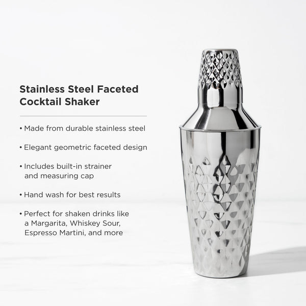 Faceted Stainless Steel Cocktail Shaker