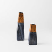 Tapered Marble Acacia Candleholder