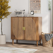 Groove-Front Wood-Grain Buffet Cabinet