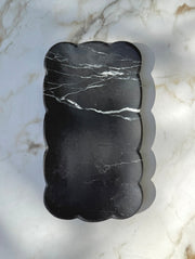 Scalloped Black Marble Decorative Tray