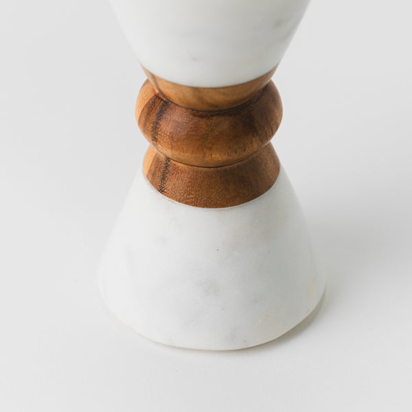Marble Acacia Wood Candleholder