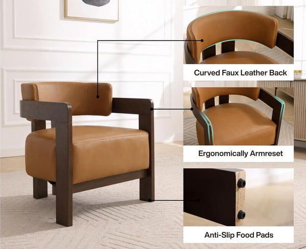 Faux Leather Barrel Accent Chair – chair (view 4) | Roost & Roam