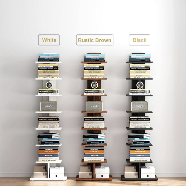 Matte Black Cantilevered Tower Bookshelf