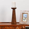 Turned Mango Wood Pillar Candle Holder