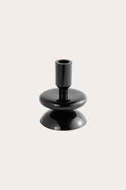 Glossy Black Metal Taper Candle Holder