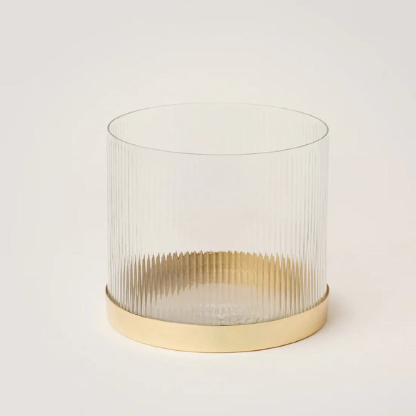 Ribbed Glass Gold-Base Vase
