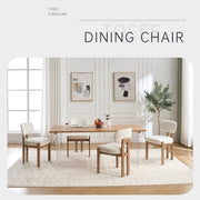 Bouclé Upholstered Wood Dining Chairs Set of 2