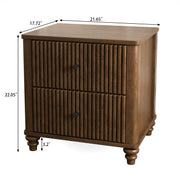 Walnut Fluted Nightstand, 3 Drawers