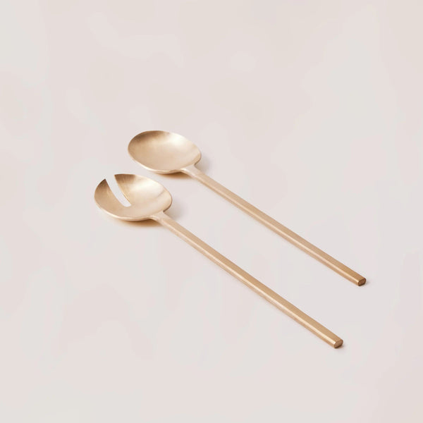 Brushed Brass Salad Server Set