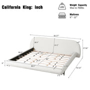 Curved Bouclé Upholstered California King Bed Frame