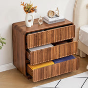 Fluted Walnut-Finish Three Drawer Dresser