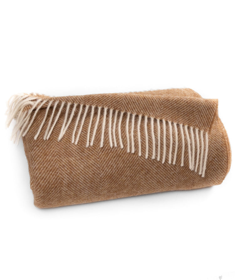 Herringbone Lambswool Fringe Throw