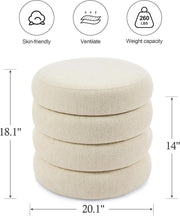 Boucle-Texture Round Storage Ottoman – ottoman (view 2) | Roost & Roam