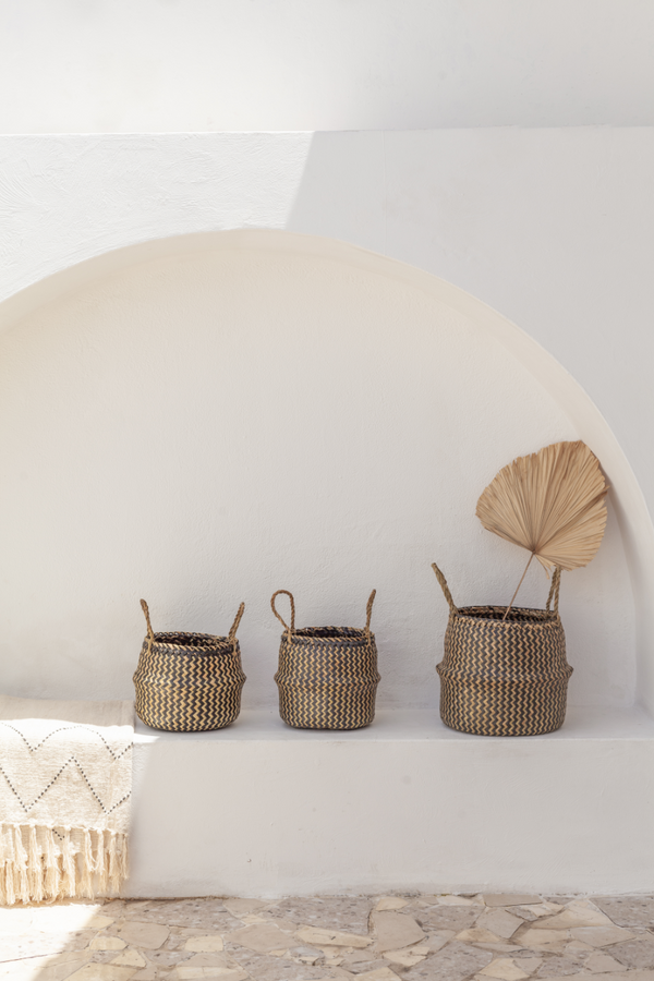 Chevron Seagrass Storage Basket