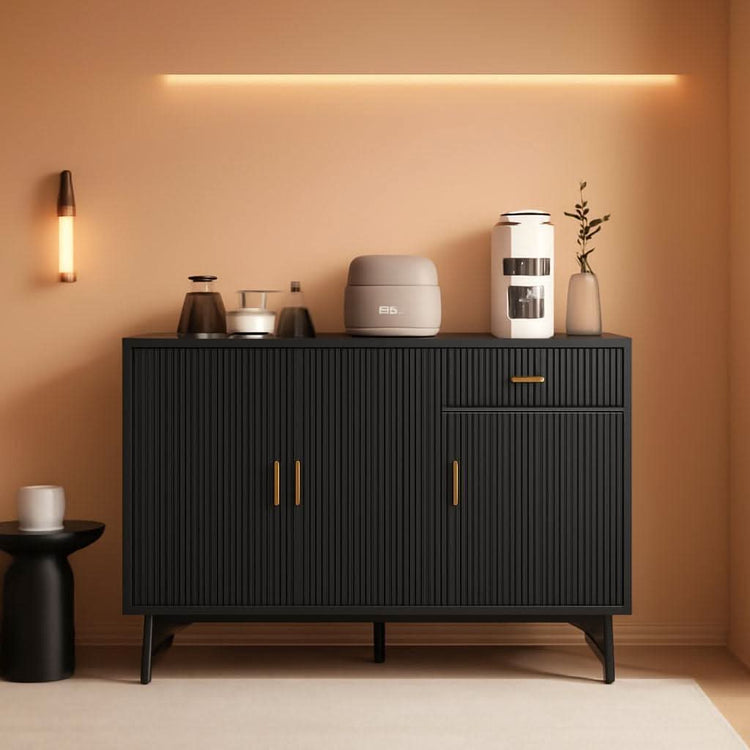 Black Fluted Sideboard Cabinet, 47 in