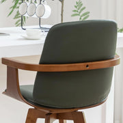 Green Faux Leather Swivel Bar Stools Set of 2
