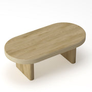 Oval Fluted Natural Wood Coffee Table