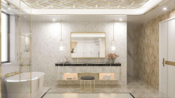 Gold mirror, rectangular