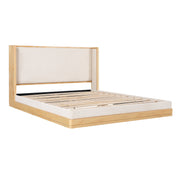 Wood-Grain Platform Bed Frame