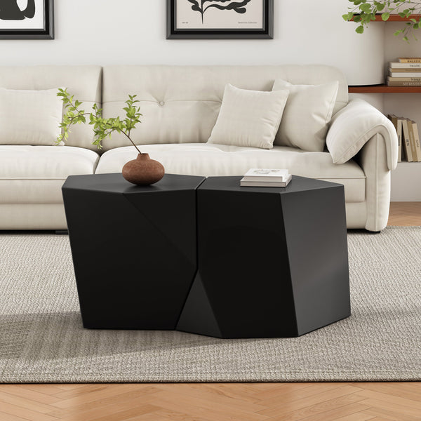 Geometric MGO Coffee Table Set — Two-piece matte MGO set, geometric facets, nesting or standalone use