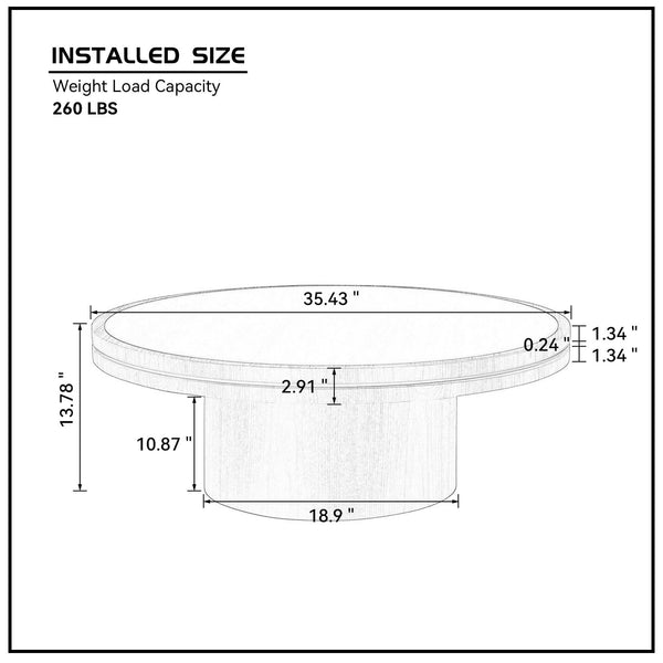 Sintered Stone Round Pedestal Coffee Table — scale reference and proportion detail