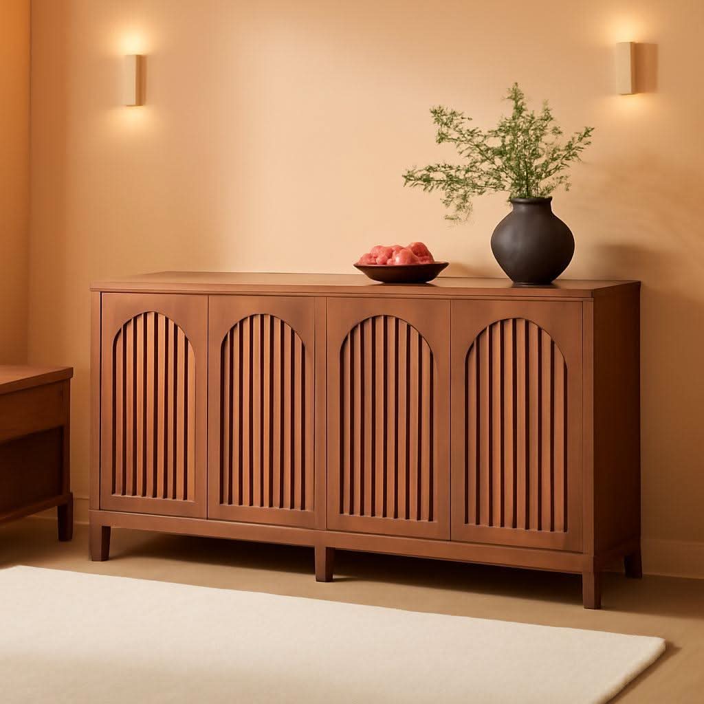 57 Inch Farmhouse Sideboard Cabinet With Adjustable Shelves