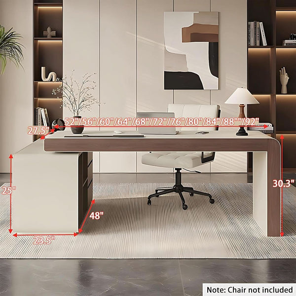 L-Shape Wood-Grain Executive Desk – home office set (view 2) | Roost & Roam