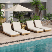 Slatted Acacia Wood Outdoor Chaise Lounger — detail of finish and surface variation