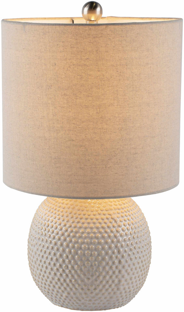 Close-up of linen-blend canvas texture detail — Hobnail Ceramic Globe Table Lamp