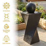Twisted Pedestal Solar Ball Fountain