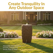 Polystone Cylinder LED Outdoor Fountain