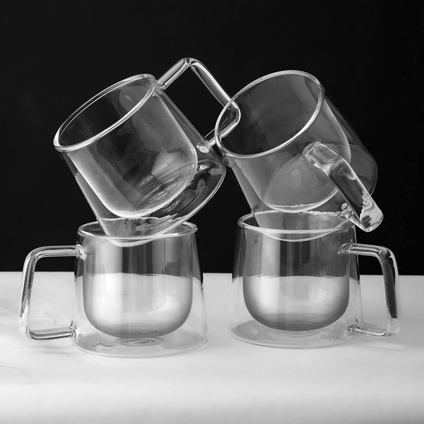 Double-Wall Glass Coffee Mug Set