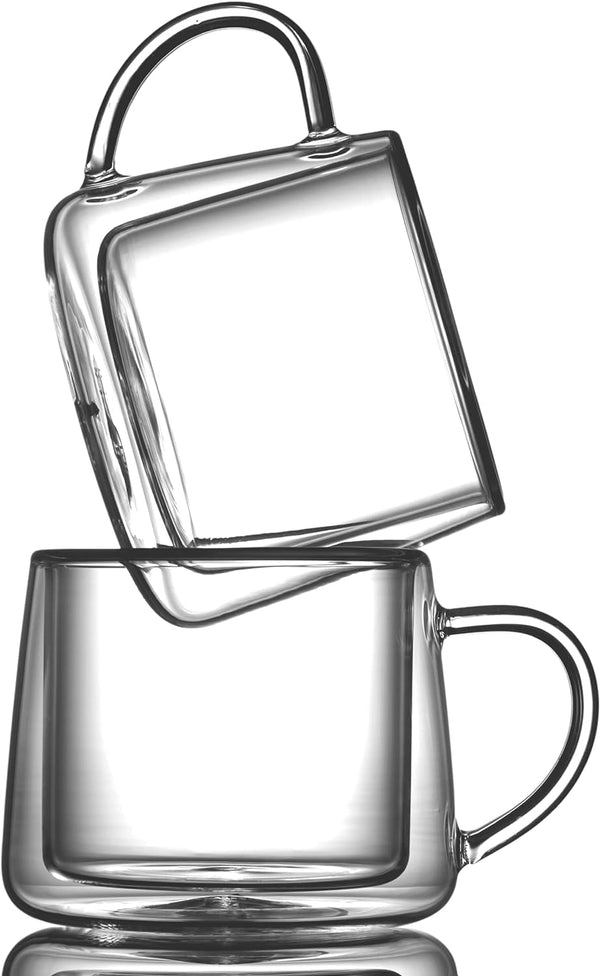 Double-Wall Glass Coffee Mug Set